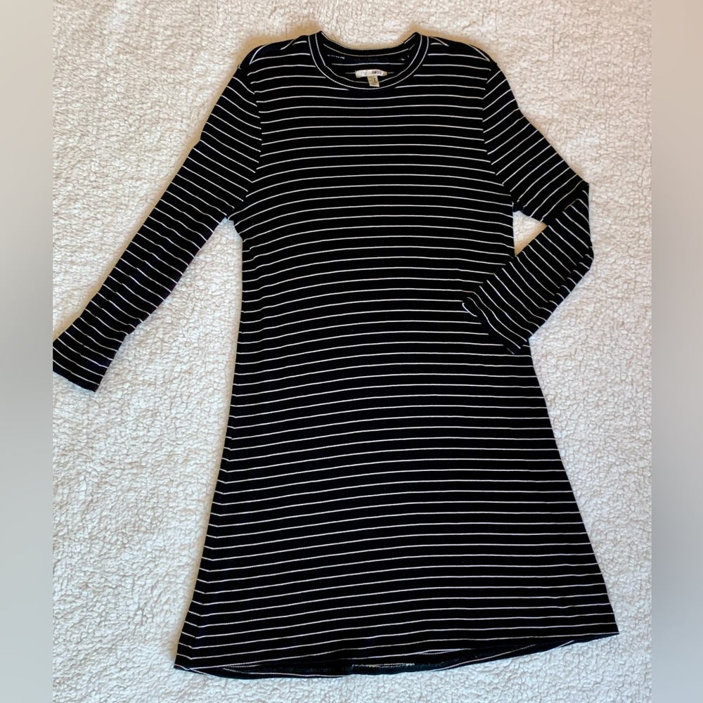 Black and White Long Sleeve Shirt Dress from Amuse Society